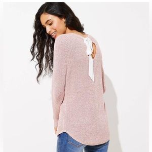 LOFT NWT Small light red bow sweater
